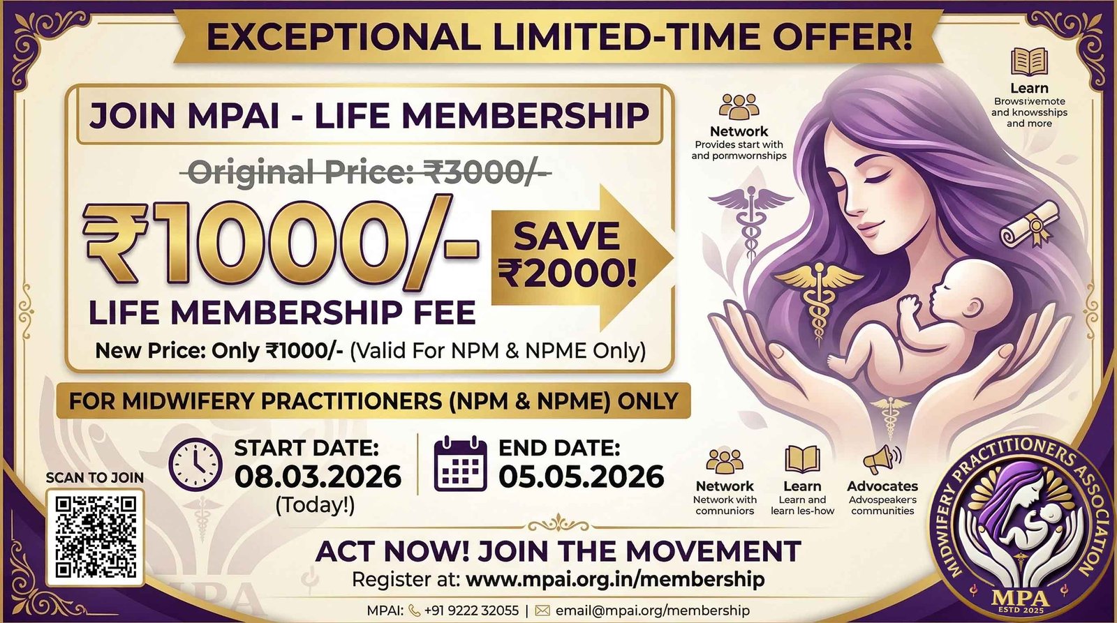 MPAI Launches Special Life Membership Offer for Nurse Practitioner Midwives and Midwifery Educators